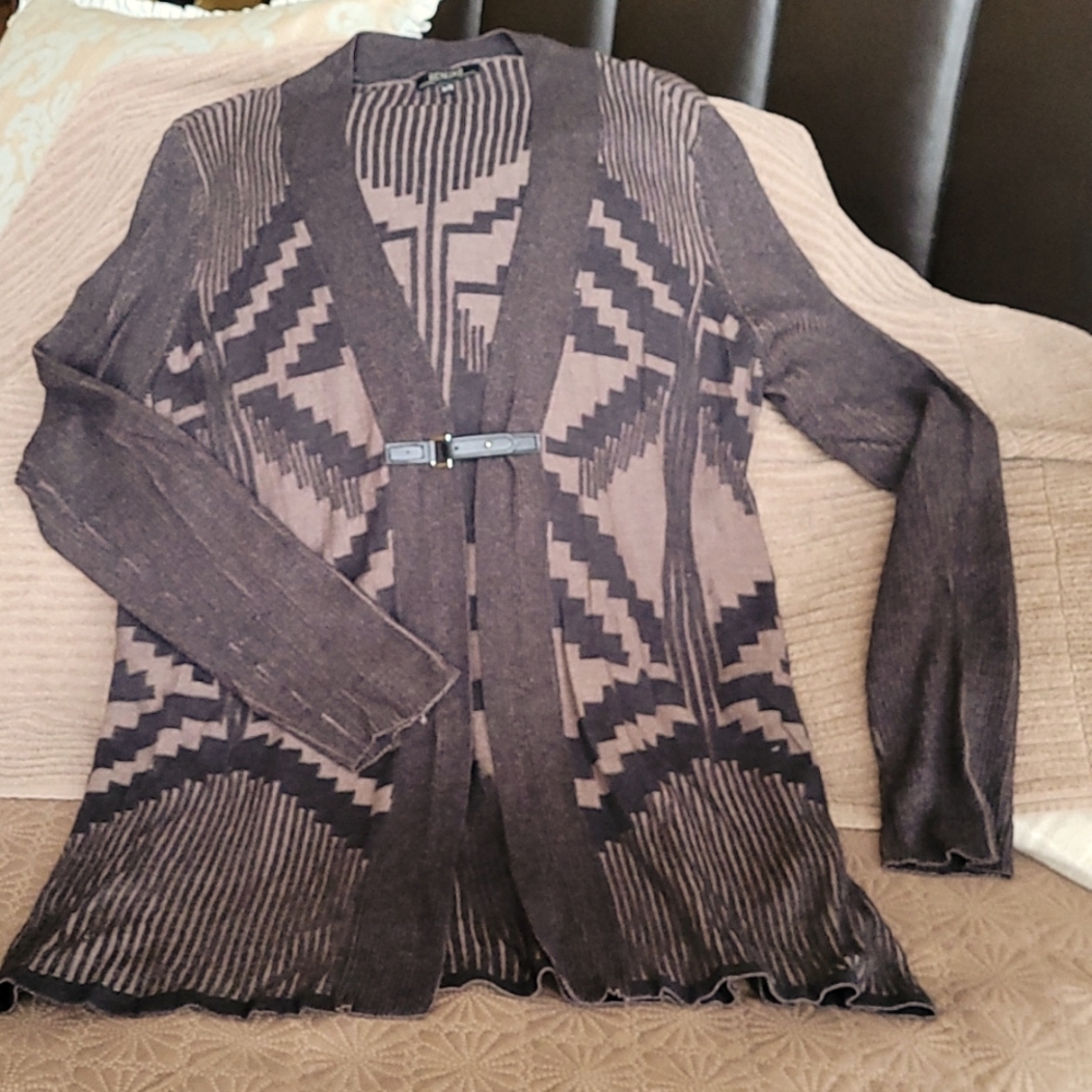 RENUAR Sweater Coat, Aztec Print, Brown/Black, Size XL NWOT